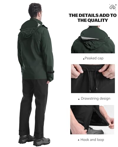 Rain Suit Waterproof Breathable Lightweight 2 (Medium / Grey Green)