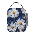Elegant Daisy Insulated Lunch Box for Women Men White and Blue Flower Lunch Bag for Travel (Daisy02)