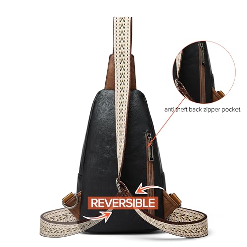Sling Bag Crossbody Bags (Black With Brown)