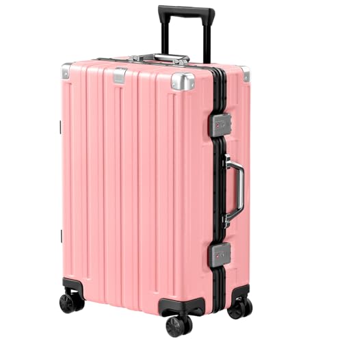 Zipperless Luggage with Spinner Wheels 100% PC Hardside 24in Suitcase (Pink / Medium (24 Inch))