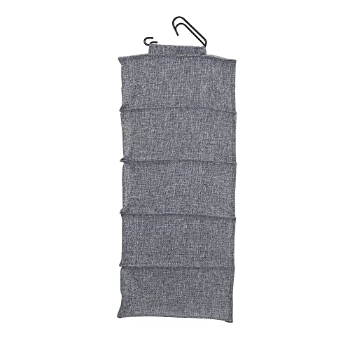 10 Pocket Double Hang Canvas Shoe Organizer Side‑by‑Side Hanging Storage (Gray)