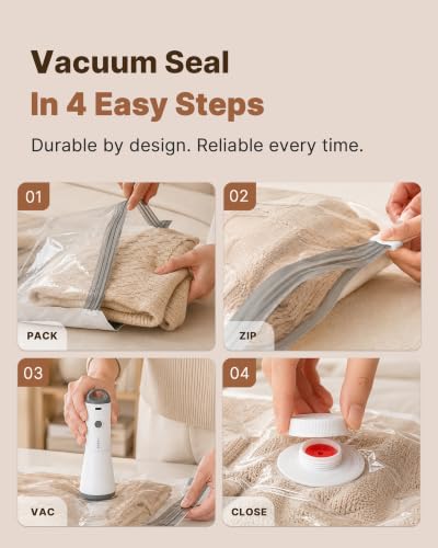 Vacuum Storage Bags for Clothing Travel (10 Combo+Wireless Pump)