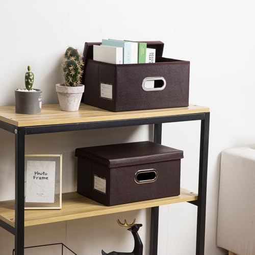 Collapsible Storage Box with Lid [3 (Brown / Small(3-Pack))