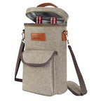 2 Bottle Wine Cooler Tote Carrier (Grey / 2 Bottle-with front pocket)