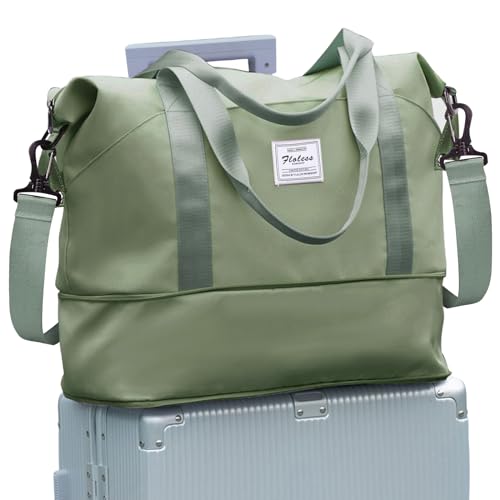 Large Travel Duffle Bag Carry On Weekender Bags for Women Men 18x14x8 Gym (A83-greygreen / X-large)