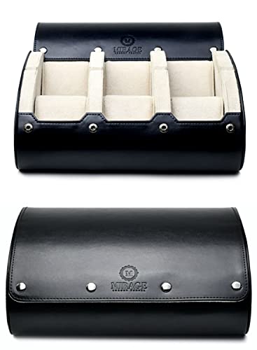 Watch Travel Case for Men Watch Roll for Travel Organizer and Display Watch Case (6-Slots / Black/White)