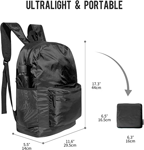 20L Lightweight Foldable Backpack (Black)