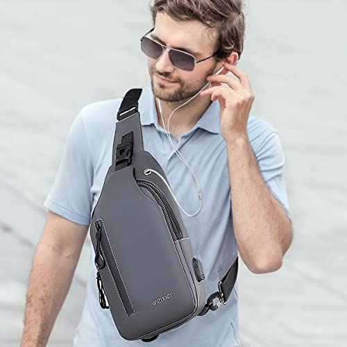 Waterproof Sling Bags Mens Anti (Grey)