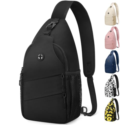 Crossbody Bags for Women Men Trendy Sling Bag Backpack Chest Bag (Large / Black)