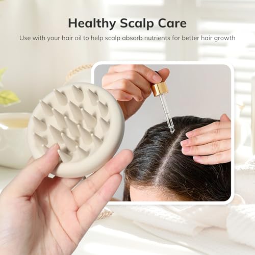 Silicone Scalp Massager Shampoo Brush (Oatmeal)