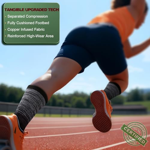 Men 6 Pack Athletic Compression Crew Socks for Running Gym Sports (7-8 / Black 8424)