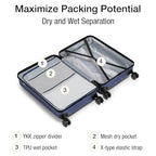 Carry On Luggage 22x14x9 Airline Approved Hardshell Carry On Suitcases with Wheels Travel Rolling 20 Inch Luggage with Cup Holder for Women Men (Navy / Carry-On 22-Inch（non-expandable）)