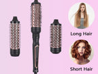 VAGARY 3 in 1 Thermal Brush Set, Heated Round for Blowout Look, Dual Voltage Curling Iron Brush, Ceramic Tourmaline, 3 Detachable Combs, 5 Temperature Settings
