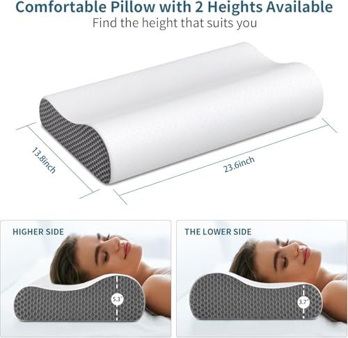 Cervical Neck Pillow for Pain Relief (Light Grey)