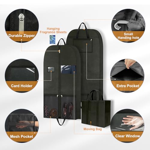 Long Garment Bag 60'' for Womens Dress Long Gowns Hanging Clothes (60" 1PK)
