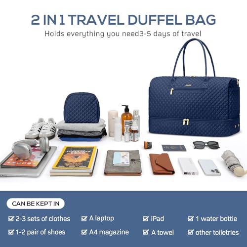 Travel Weekender Bags for Women (62-Blue / Large)