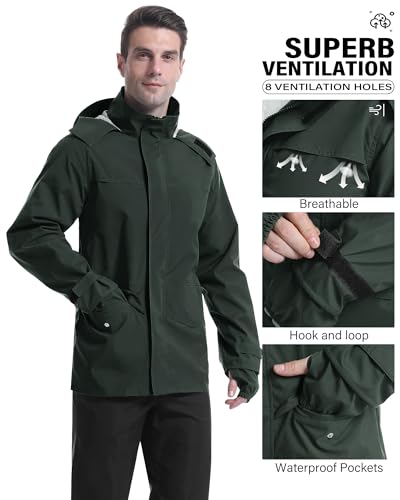 Rain Suit Waterproof Breathable Lightweight 2 (Medium / Grey Green)