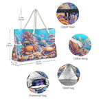 Large Beach Bags Totes Canvas Tote Shoulder Bag Soft Wave Water Resistant Bags for Gym Travel Daily Ocean (Marine Crab)