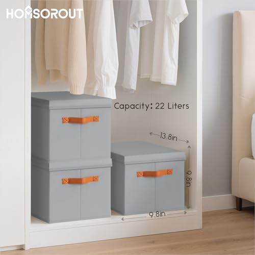 Storage Bins with Lids (Grey / L(8-Pack))