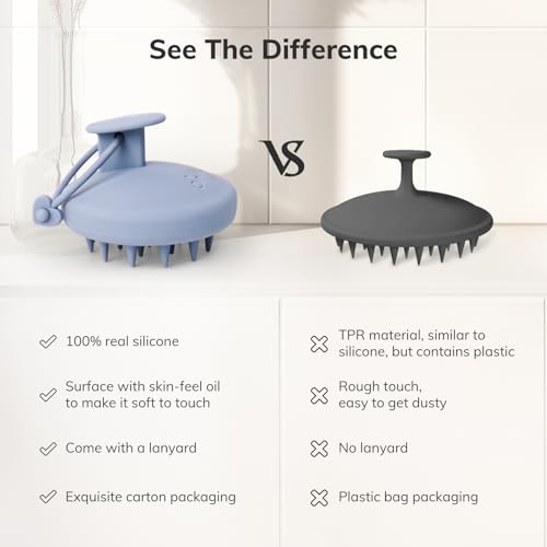 Silicone Scalp Massager Shampoo Brush (Gray Blue)