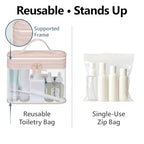 Clear Makeup Bag for Travel (Bright Pink / Mixed Size Series (1 Medium + 1 Large))