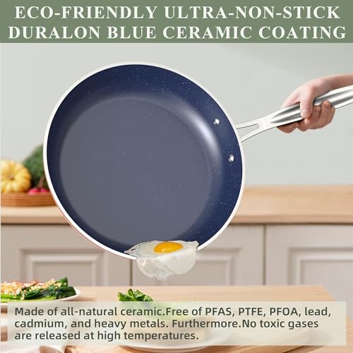 Healthy Duralon Blue Ceramic Nonstick Cookware Set (Metallic Rustic Copper / 12pc Set)
