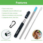 Reusable Collapsible Metal Straws (Blue-Black-Rose Gold-Silver)