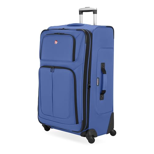 Sion Softside Expandable Spinner Luggage Durable Lightweight Travel Suitcase (Checked-Large / Regatta)