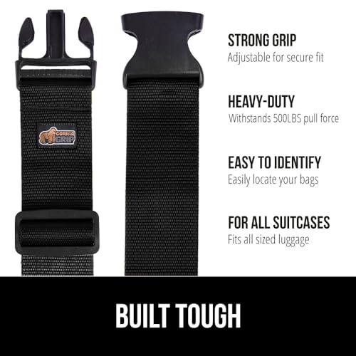 Heavy Duty Luggage Straps for Suitcase (Black)