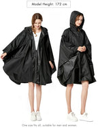 Waterproof Rain Poncho for Women Packable Hooded Raincoat with Pocket (F Black)