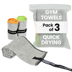 Microfiber Quick Dry Gym Towel (Pack of 3 / Heather Grey)
