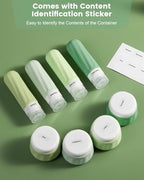 Travel Size Toiletries 8 Pack (3oz bottle 3oz jar / Water Green)