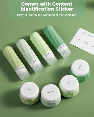 Travel Size Toiletries 8 Pack (3oz bottle 3oz jar / Water Green)