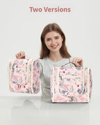 Large Hanging Travel Toiletry Bag for Women (B-Beige Bird / Large)