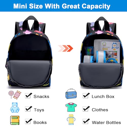 Toddler Backpack Leash with Anti Lost Wrist Link (Black/Dino, Blue Link)
