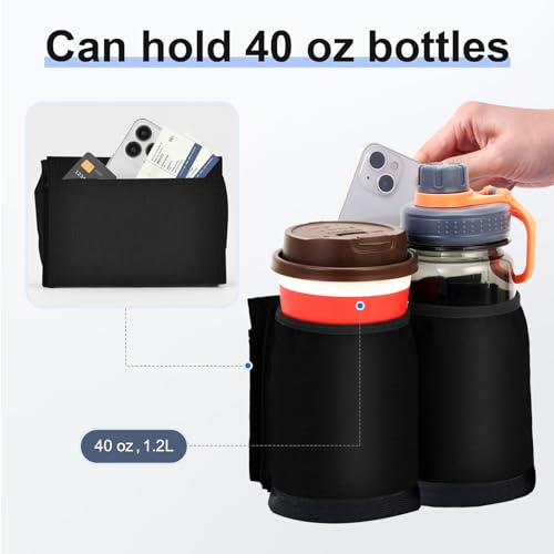 Luggage Travel Cup Holder for Suitcases Free Hands (Black)