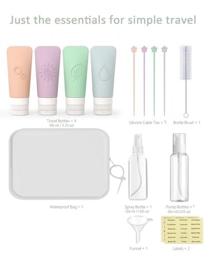 16 Piece Silicone Travel Bottles Set (Green-16PCS)