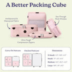 Space Saving Compression Packing Cubes for Kids & Women (5. Pink Polka Dot / 4 Pack (Compression))
