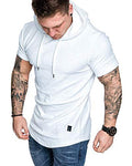 Mens Fashion Hoodies Sport Pullover Solid Color Shirt Workout Lightweight Tops White Large (Large / White1)