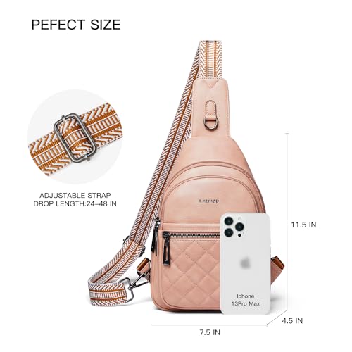 Sling Bag For Women Fanny Pack Crossbody Travel Shoulder Belt Bags Tote Backpack Purse Faux Leather Light Pink (Light Pink)