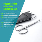 Facial Hair Small Grooming Scissors For Men Women (2PCS - With Cover / Silver)