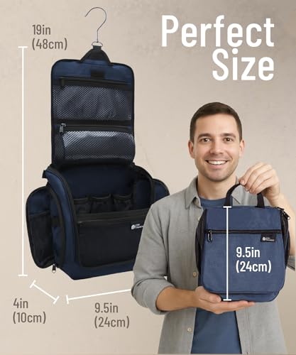 D&D Wanderlust Hanging Travel Toiletry Bag for Women & Men (1 Pack Blue)