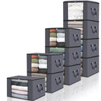 10 Pack Storage Bags for Clothes Blanket Storage Bins with Lids (10 Pack-60l / Grey)