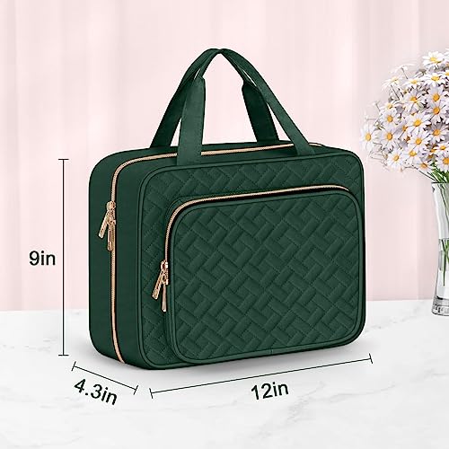 Toiletry Bag for Women (Large / Minimalist / Dark Green)