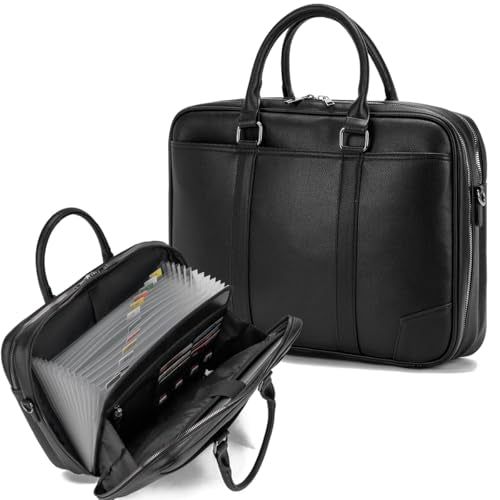 Accordian File Organizer with Handle (Black)