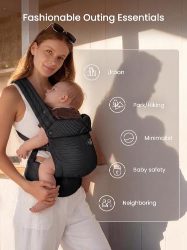 Baby Carrier Newborn to Toddler with Head Support (Mesh Black)
