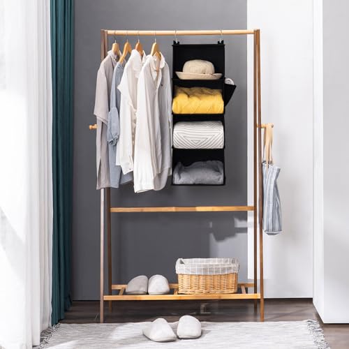 Hanging Closet Organizer and Storage for Clothes (4-SHELF / Black)