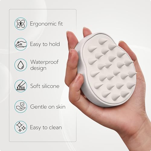 2 Pack Large Scalp Massager Scrubber Shampoo Brush for Hair Growth (New Blue & Beige)