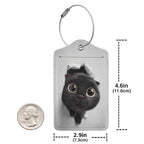 2 Pack Luggage Tags for suitcases Playful Cat TSA Approved Label Luggage Tag Baggage Tag Leather Stainless Steel Loop Label Tag for Men Women Travel Bag Suitcase (Playful Cat)