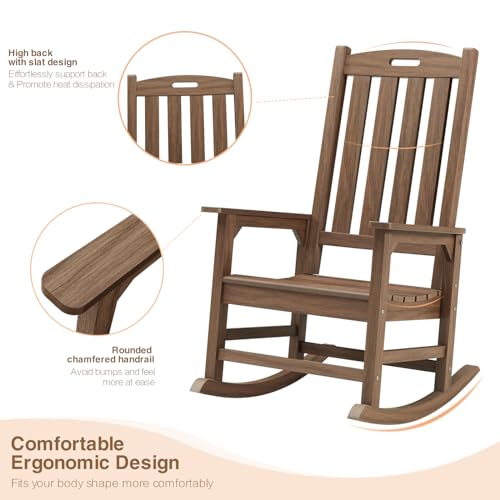 Outdoor Rocking Chair Set of 2 (Dark Brown / 2 pack)